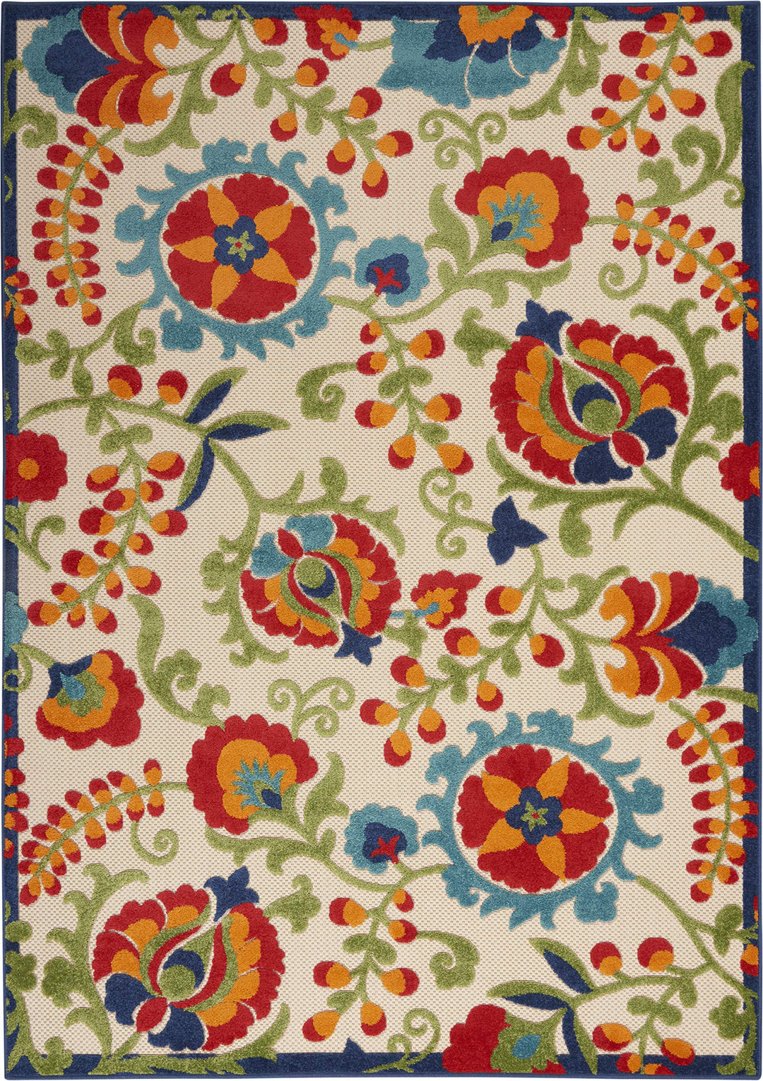 5'3 x 7'5 Indoor Outdoor Floral Color Area Rug Polypropylene