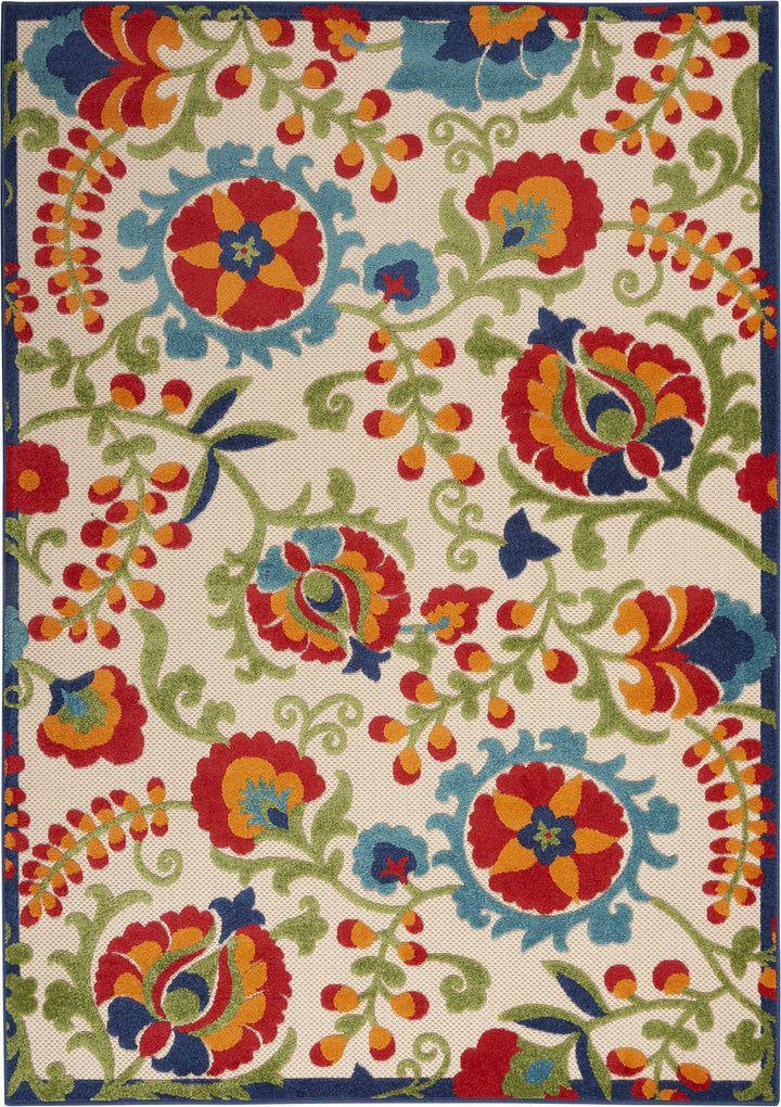 5'3 x 7'5 Indoor Outdoor Floral Color Area Rug Polypropylene