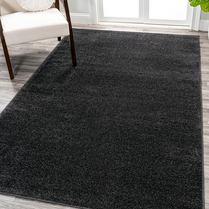 JONATHAN Y SEU100I-6 Haze Solid Low-Pile Indoor Area Rug Coastal Bohemian 6 X 9 - Black