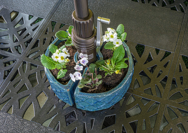 Alfresco Home Cobblestone Umbrella Planter atlantis blue - Diamond Home USA