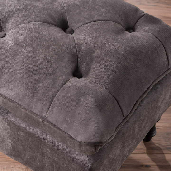 Christopher Knight Home Jeremy Tufted Fabric Ottoman Grey - Diamond Home USA