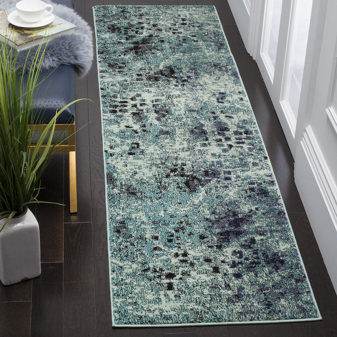 SAFAVIEH Monaco Collection Runner Rug - 2'2" x 10' Light Blue & Multi Boho