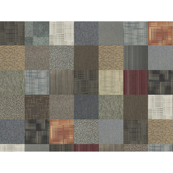 4urfloor -Assorted Carpet Tile 24''x 24'' (12 Tiles -48sqft) Beige Blue Grey - Diamond Home USA