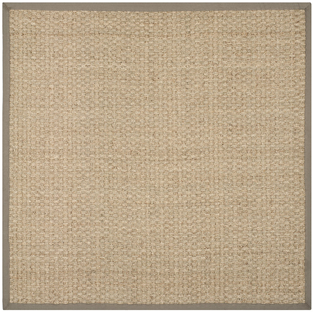 SAFAVIEH Natural Fiber Collection 6' Square Grey NF114P Border Basketweave - Diamond Home USA