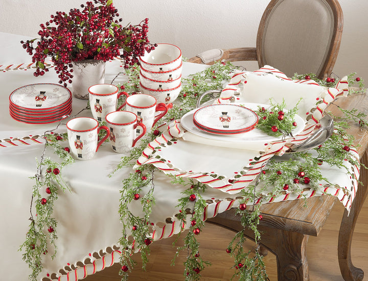 Candy Cane Border Design Christmas Tablecloth 65 x 160 - Rectangle - Diamond Home USA