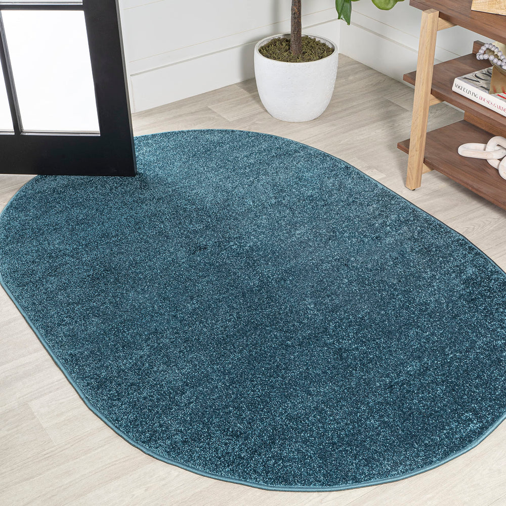 JONATHAN Y SEU100H-6OV Haze Solid Low-Pile Indoor Area Rug Coastal Bohemian 6 X 9 Oval - Turquoise