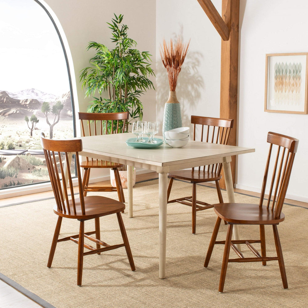 Dining Country Lifestyle Spindle Back Dark Oak Brown Chairs (Set of ) 0.5" X - Diamond Home USA