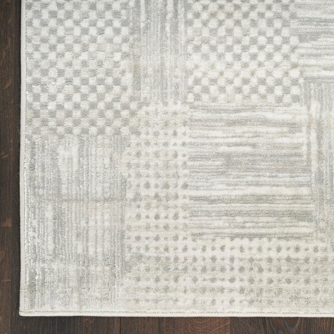 Nourison Glam Abstract Silver Grey 7'10" x 9'10" Area Rug Easy Cleaning Non - Diamond Home USA
