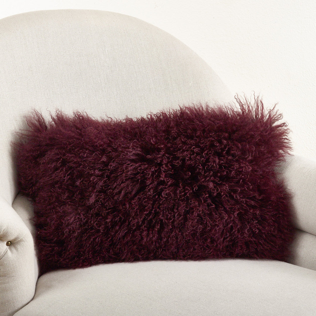Poly-filled Mongolian Lamb Throw Pillow