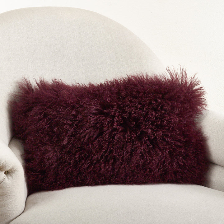 Poly-filled Mongolian Lamb Throw Pillow