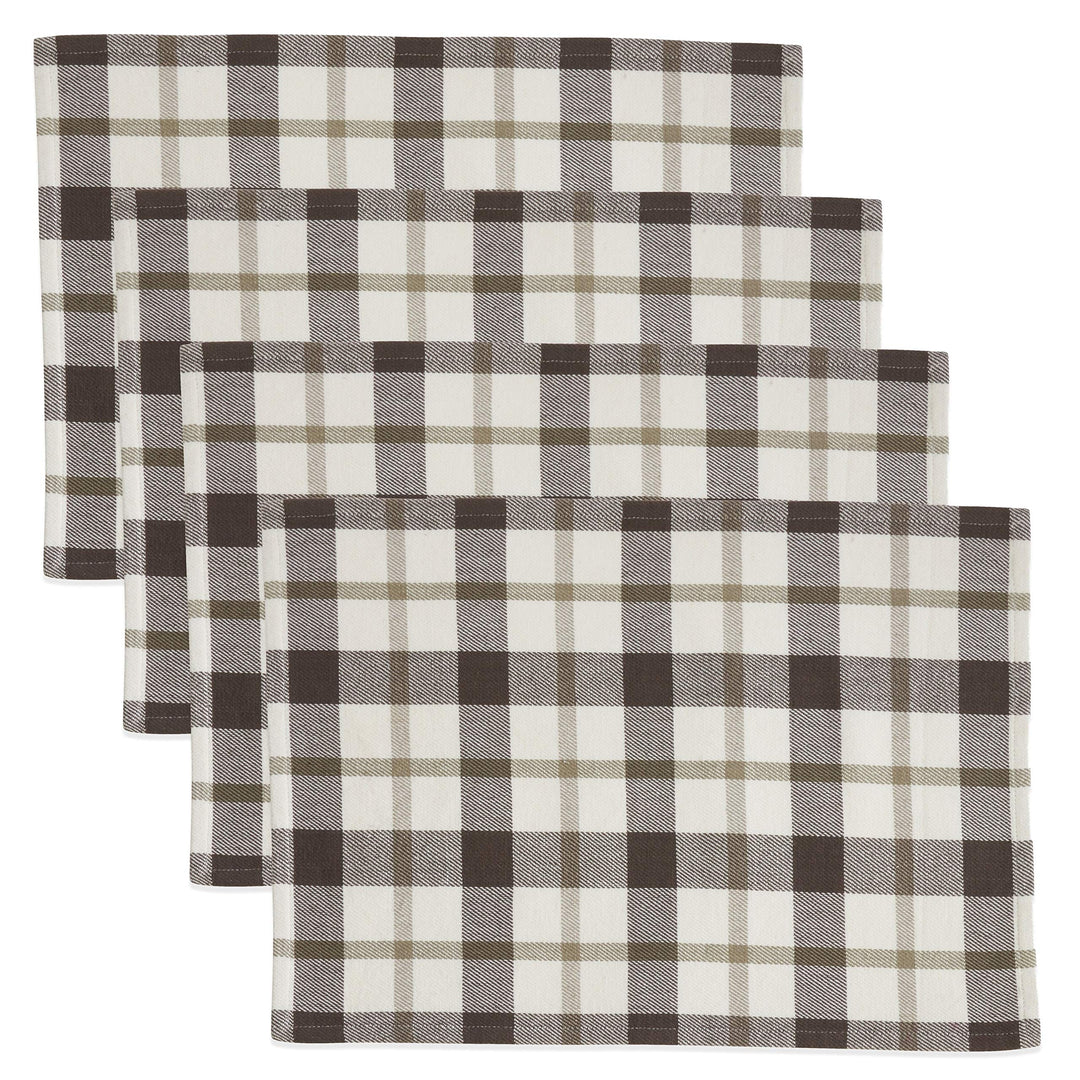 Plaid Design Cotton Placemats (Set of 4) Grey Classic Farmhouse Modern - Diamond Home USA