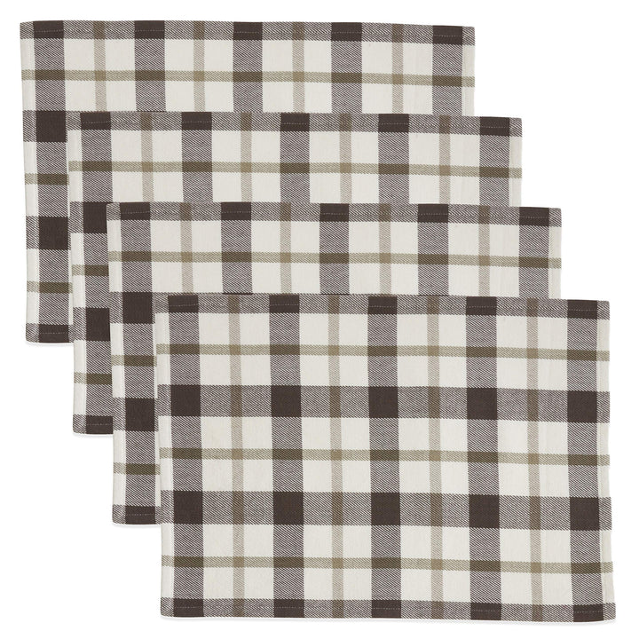 Plaid Design Cotton Placemats (Set of 4) Grey Classic Farmhouse Modern - Diamond Home USA