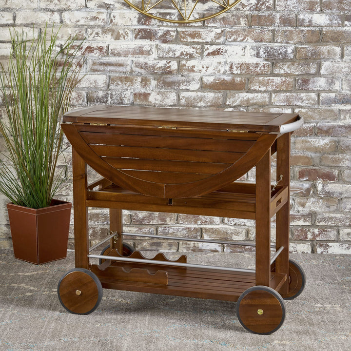 Christopher Knight Home Cynthia Indoor Farmhouse Cottage Acacia Wood Bar Cart - Diamond Home USA