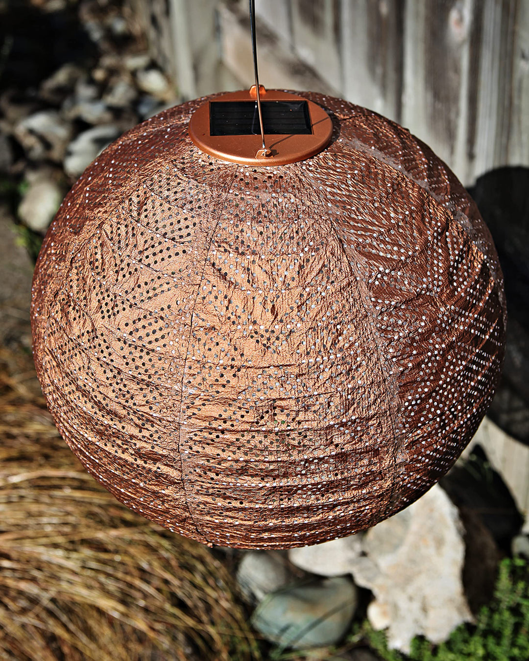 Allsop 31406 Soji Stella Market Handmade LED Outdoor Solar Lantern 12X12 Copper - Diamond Home USA