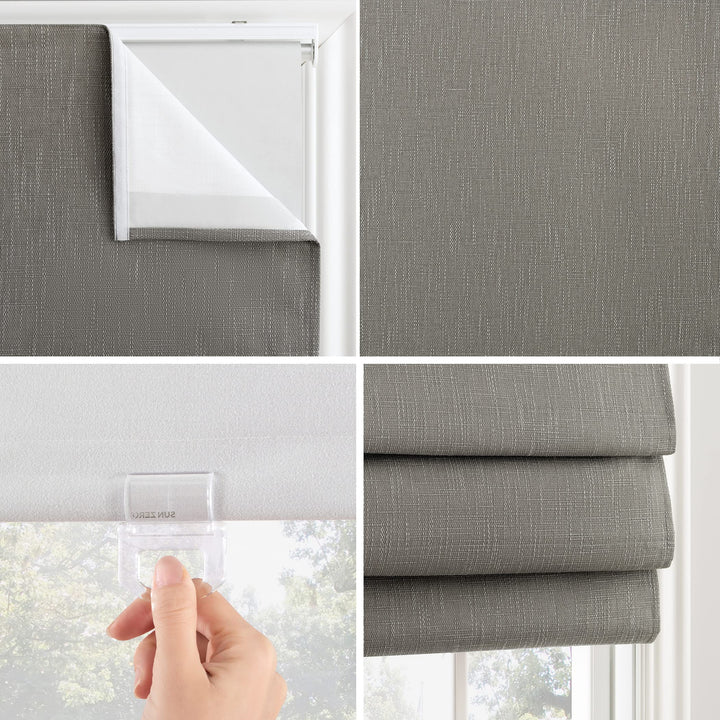Sun Zero Preble Textured 100% Blackout Cordless Roman Shade