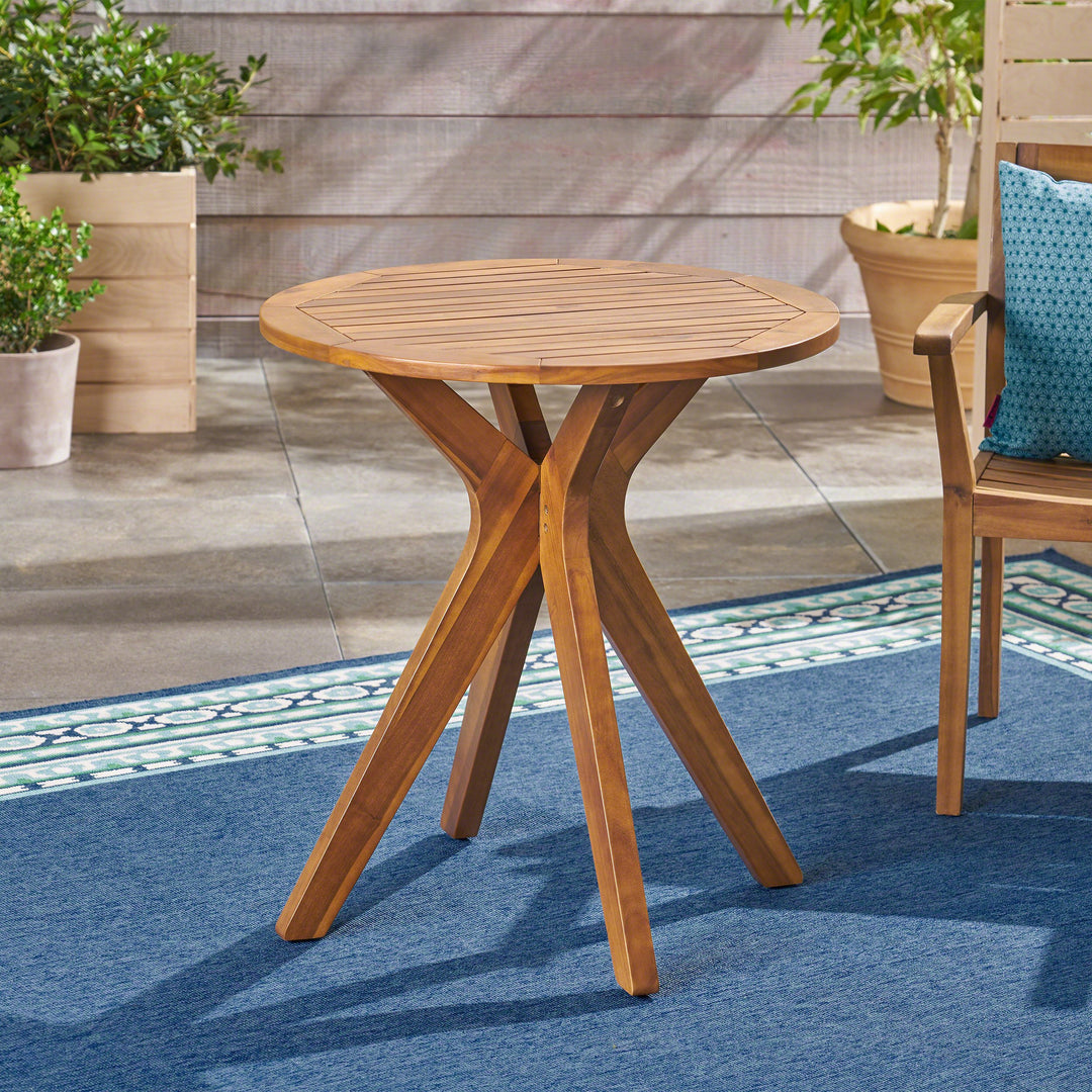 Christopher Knight Home Brigitte Outdoor Round Acacia Wood Bistro Table with X Teak - Diamond Home USA