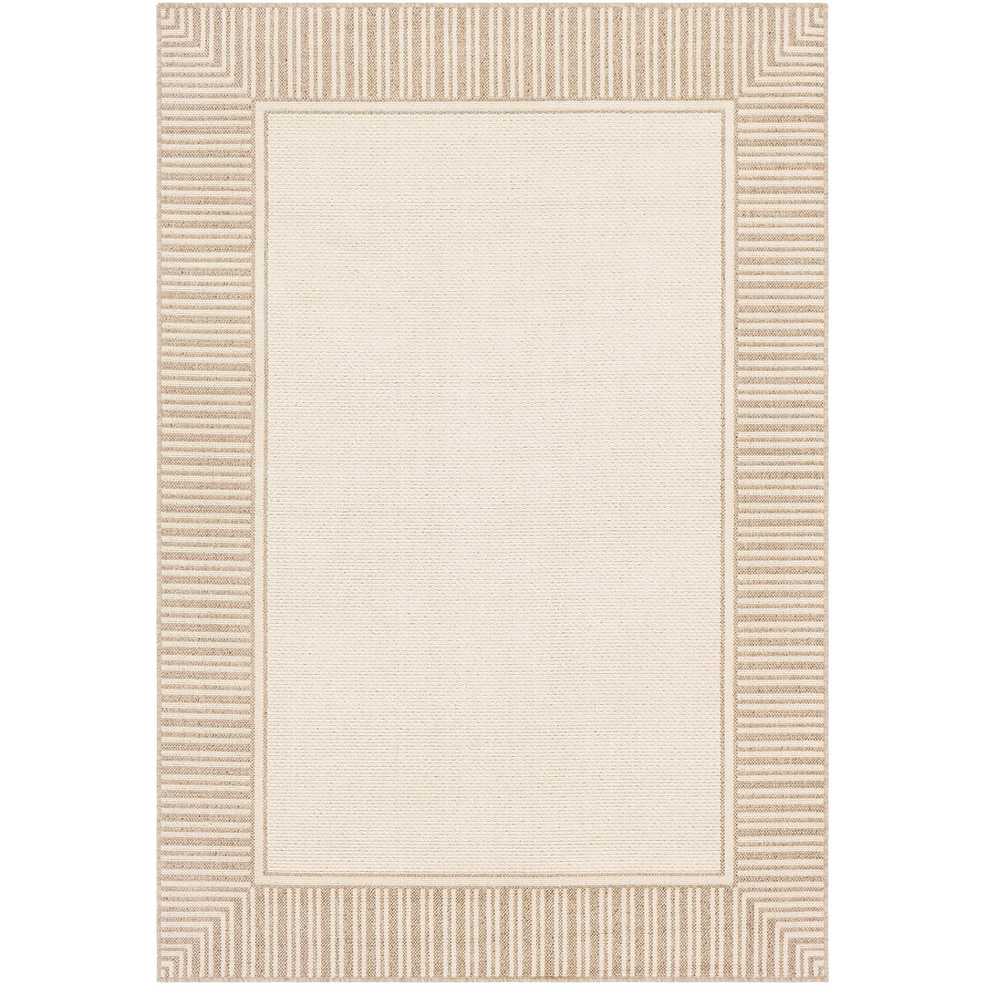 Border Indoor/Outdoor Area Rug 5'11" X 8'10" Beige Cream Transitional - Diamond Home USA