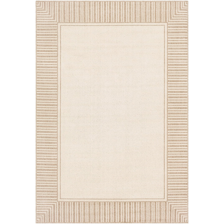 Border Indoor/Outdoor Area Rug 5'11" X 8'10" Beige Cream Transitional - Diamond Home USA