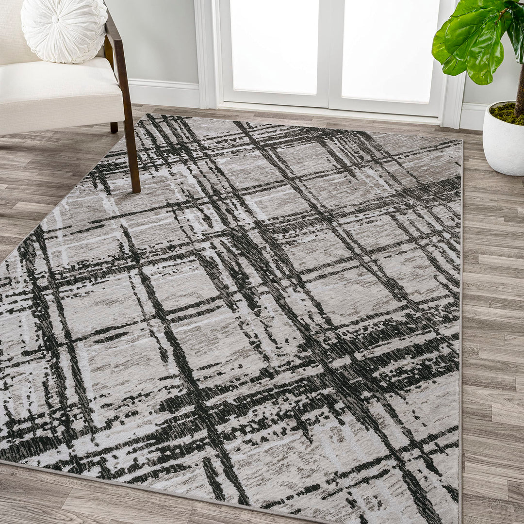 JONATHAN Y SOR201D-8 Slant Modern Abstract Indoor Area Rug Transitional 8 X 10 - Black/Gray