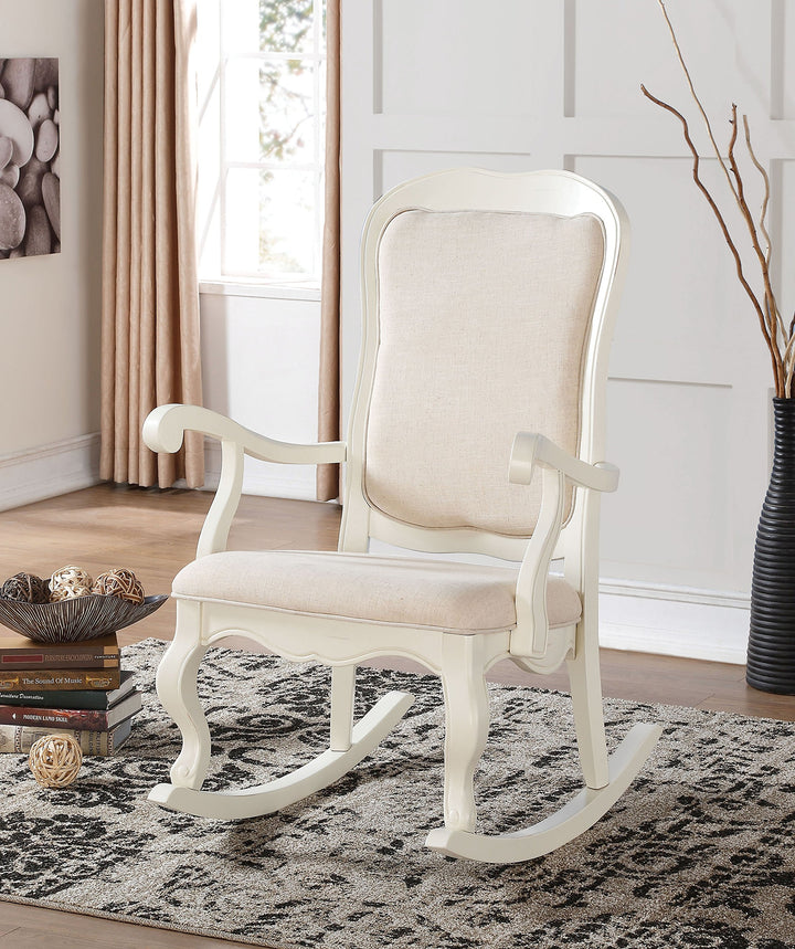 Acme Furniture Sharan Upholstered Rocking Chair in Antique White - Diamond Home USA