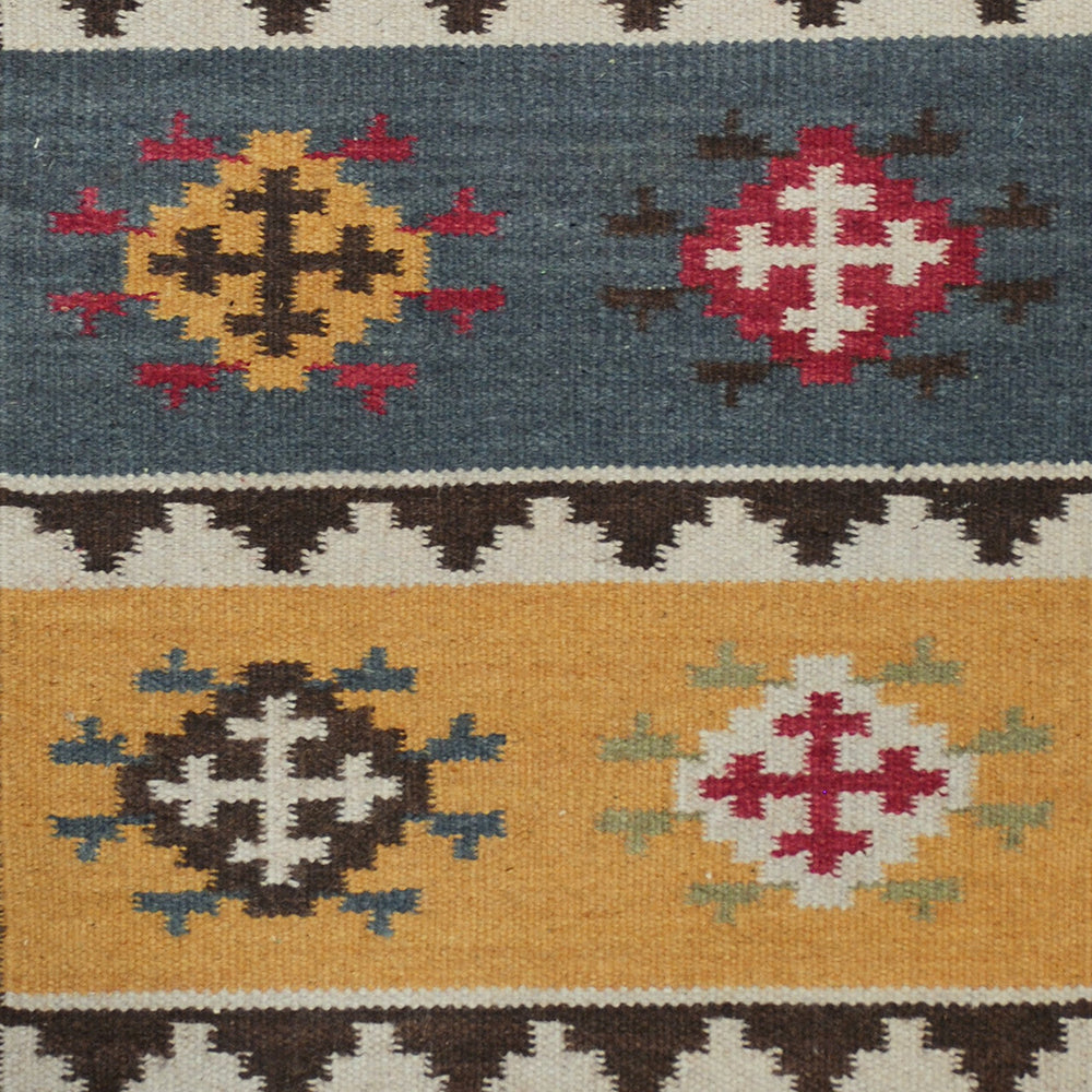 Herat Oriental Indo Hand Woven Tribal Vegetable Dye Kilim Wool Rug 4' x 6' - Diamond Home USA