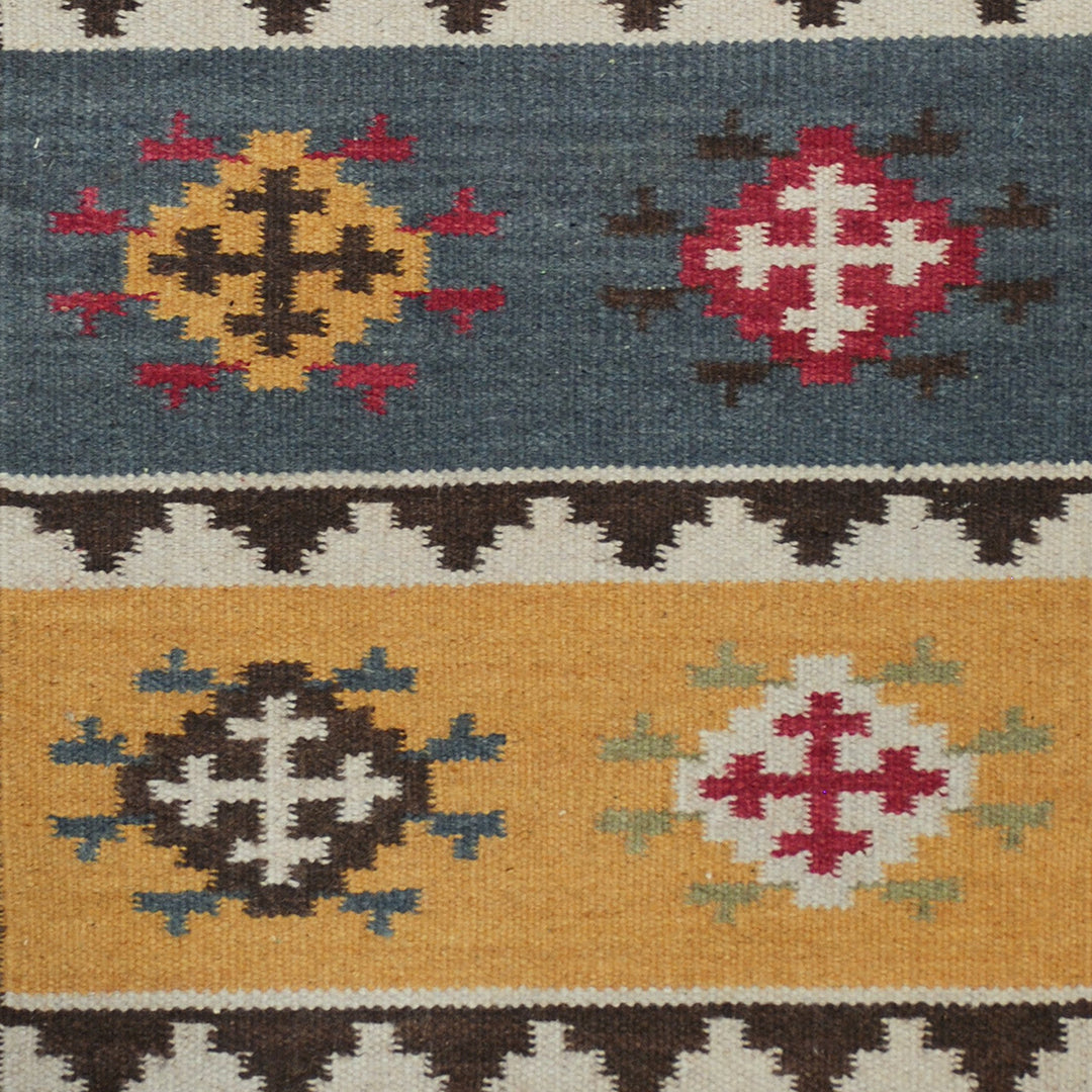 Herat Oriental Indo Hand Woven Tribal Vegetable Dye Kilim Wool Rug 4' x 6' - Diamond Home USA