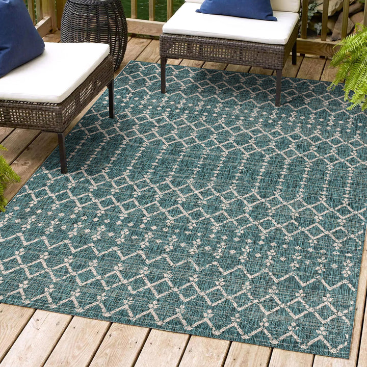 JONATHAN Y Trebol Moroccan Geometric Textured Weave Indoor/Outdoor Area Rug