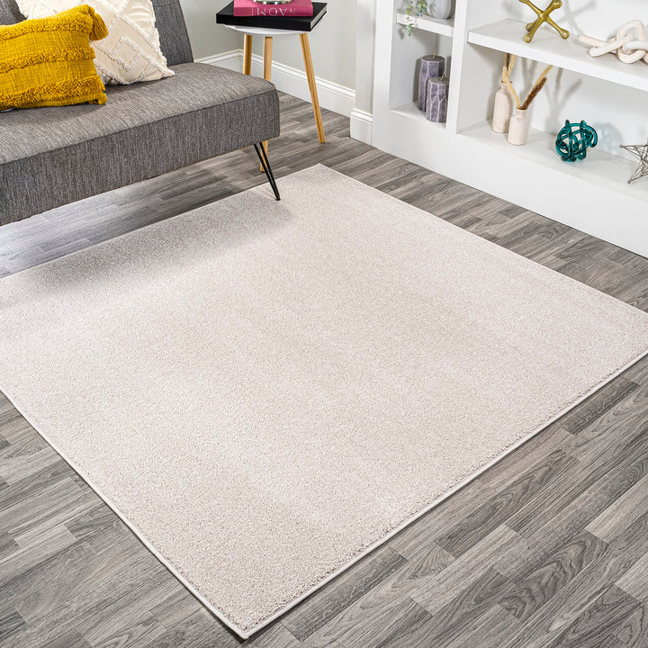 JONATHAN Y SEU100D-9SQ Haze Solid Low-Pile Indoor Area Rug Coastal Bohemian 9' Square - Ivory