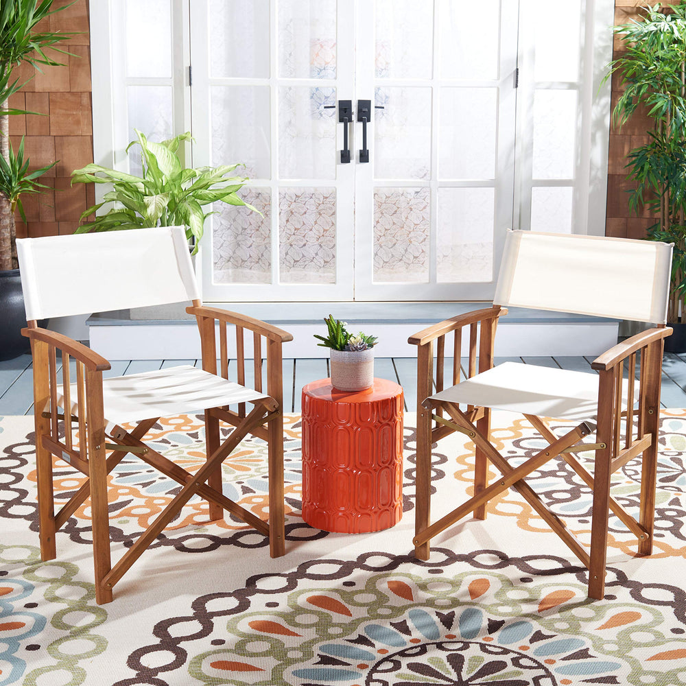 Safavieh PAT7004F-SET2 Outdoor Laguna Natural and Beige (Set of 2) Director - Diamond Home USA