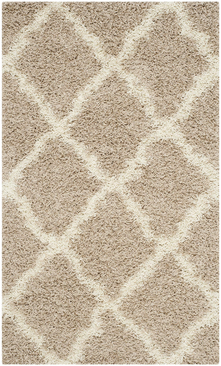 SAFAVIEH Dallas Shag Collection Accent Rug - 3' x 5' Beige & Ivory Trellis - Diamond Home USA