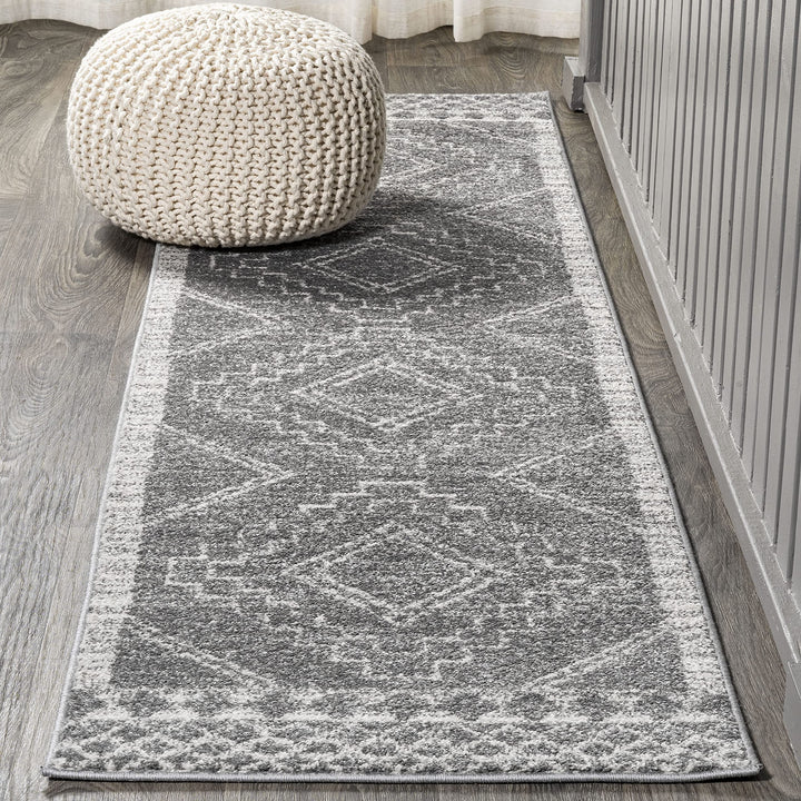 JONATHAN Y MOH200C-210 Amir Moroccan Beni Souk Runner Rug Bohemian 2 X 10 - Gray/Cream