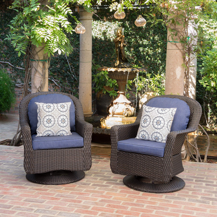 Christopher Knight Home Liam Outdoor Wicker Swivel Club Chairs with Water - Diamond Home USA