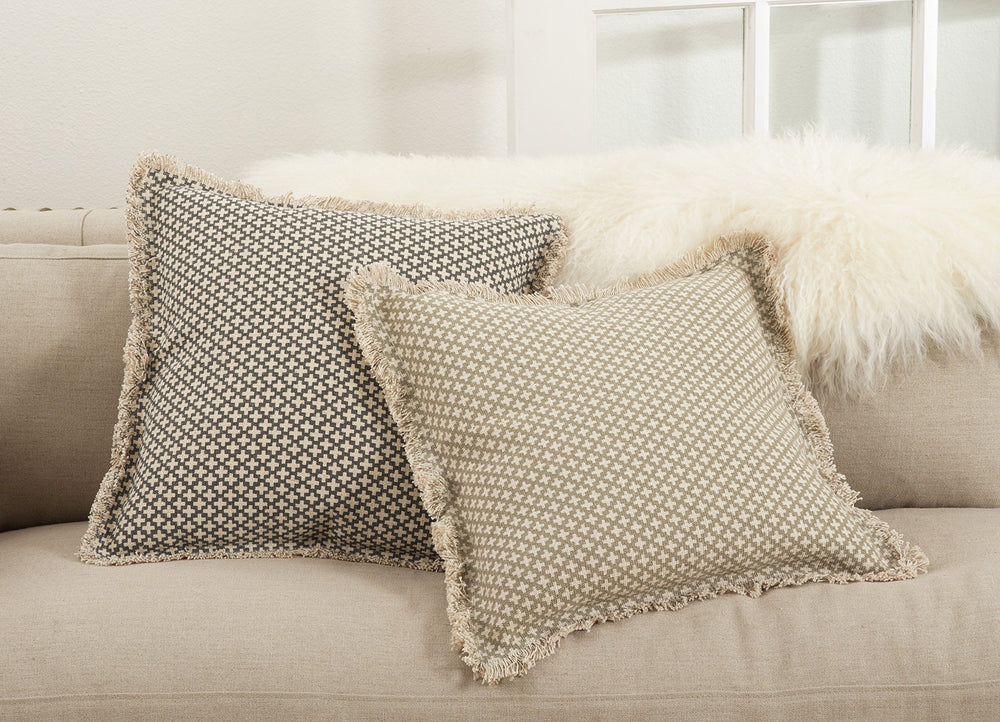 SARO LIFESTYLE Corinth Collection Moroccan Tile Design Down Filled Cotton Natural - Diamond Home USA