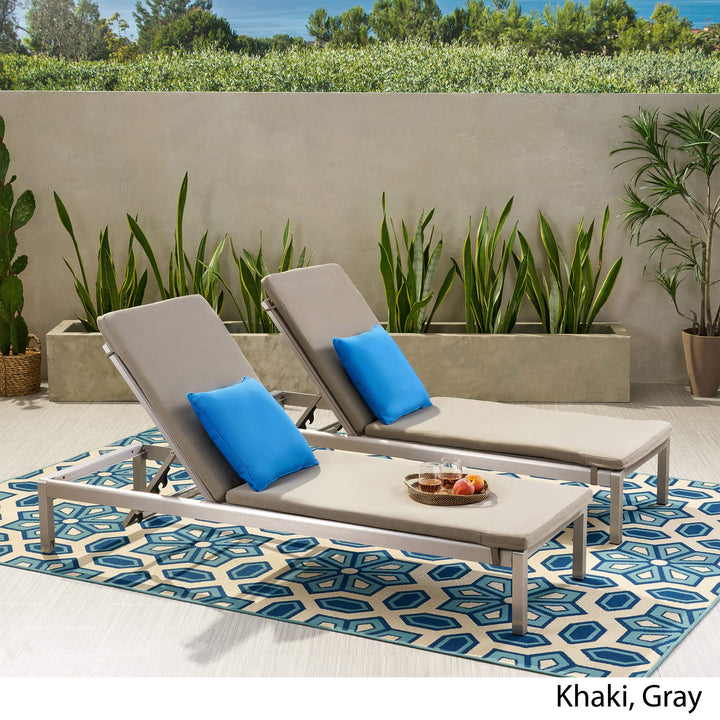 GDFStudio Outdoor Fabric Lounge Cushion (Set of 2) Khaki - Diamond Home USA