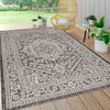 JONATHAN Y SMB101D-9 Sinjuri Medallion Textured Weave Indoor Outdoor Area Rug 9 X 12 - Gray/Black