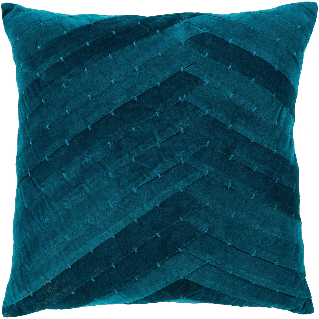 Teal Stiched Velvet 22-inch Throw Pillow Cover Blue Textured Casual Modern