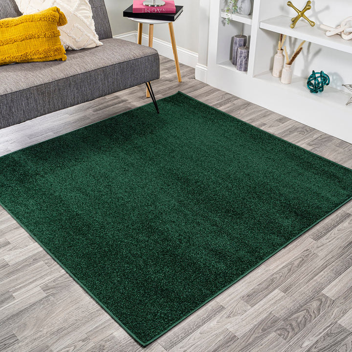 JONATHAN Y SEU100L-9SQ Haze Solid Low-Pile Indoor Area Rug Coastal Bohemian 9' Square - Emerald