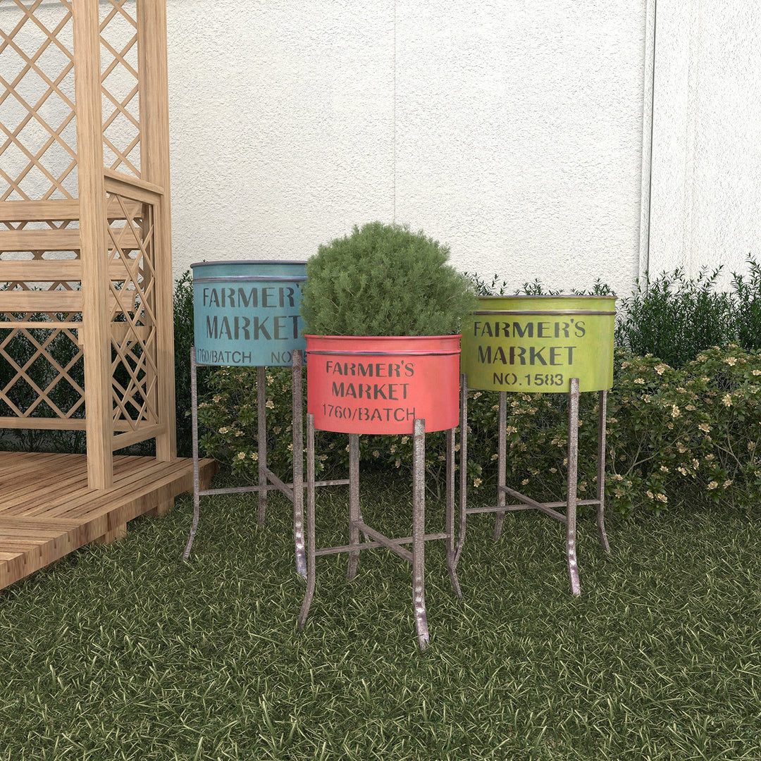 Studio 350 Multicolor Iron Farmers Market Farmhouse Rustic Planter (Set of 3) - Diamond Home USA