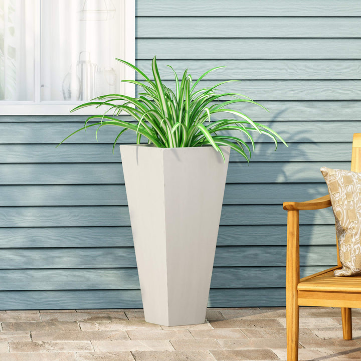 Christopher Knight Home Spike Outdoor Modern Medium Cast Stone Planter White - Diamond Home USA
