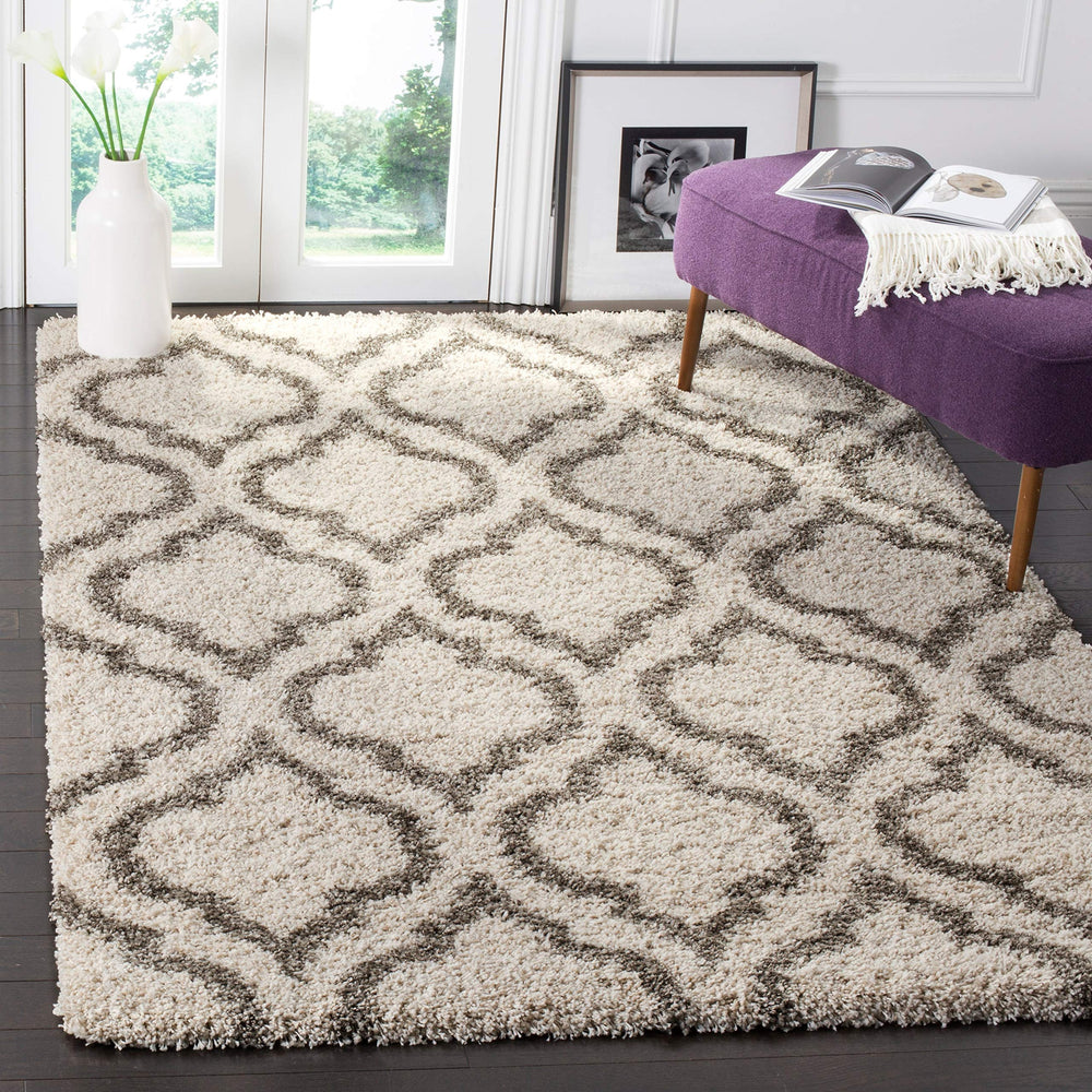 SAFAVIEH Hudson Shag Collection Accent Rug - 4' x 6' Ivory & Slate Blue Moroccan - Diamond Home USA