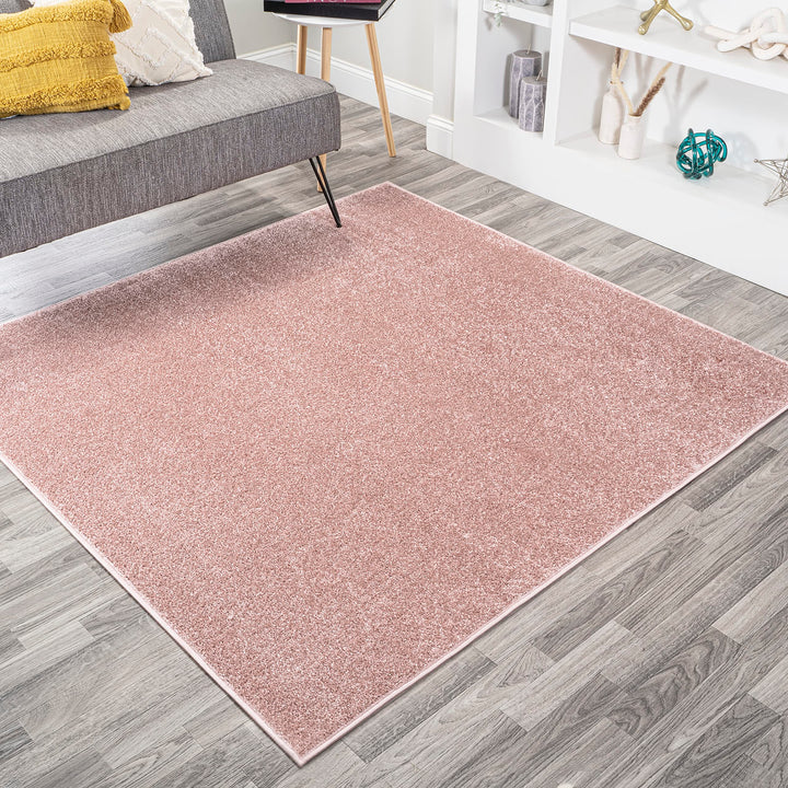JONATHAN Y SEU100P-7SQ Haze Solid Low-Pile Indoor Area Rug Coastal Bohemian 7' Square - Pink