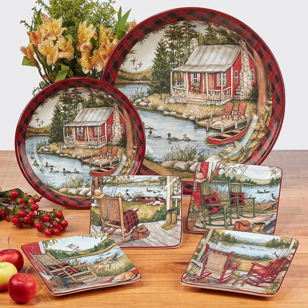 11-inch Dinner Plates Set Of 4 Green Multi Color Red Animal Country Farmhouse - Diamond Home USA