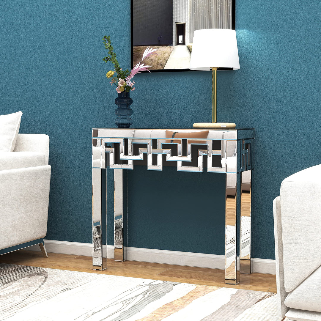 Venetian Mirrored Console Table Clear am Contemporary Rectangular ass MDF - Diamond Home USA