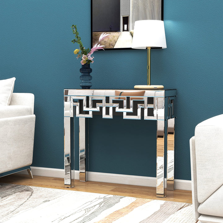 Venetian Mirrored Console Table Clear am Contemporary Rectangular ass MDF - Diamond Home USA