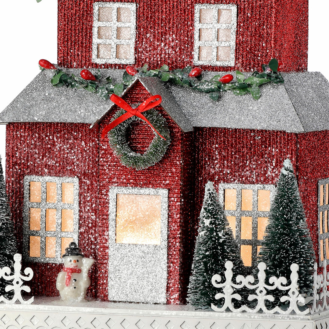 10.5" Led Christmas in The City Home Red Plastic - Diamond Home USA