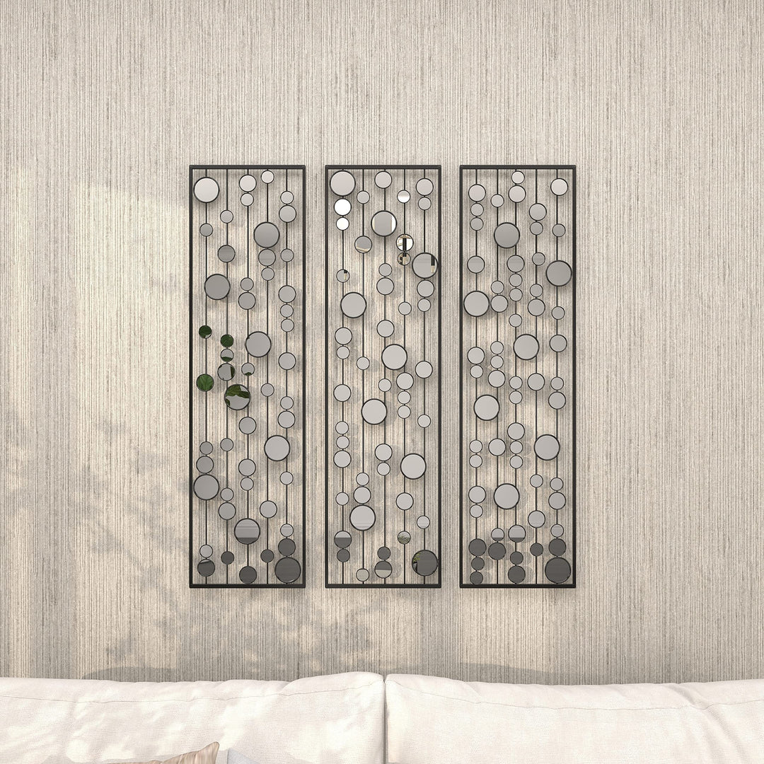 Black Iron Glam Wall Abstract (Set of 3) 36" h 10" w - Diamond Home USA