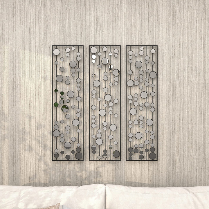 Black Iron Glam Wall Abstract (Set of 3) 36" h 10" w - Diamond Home USA