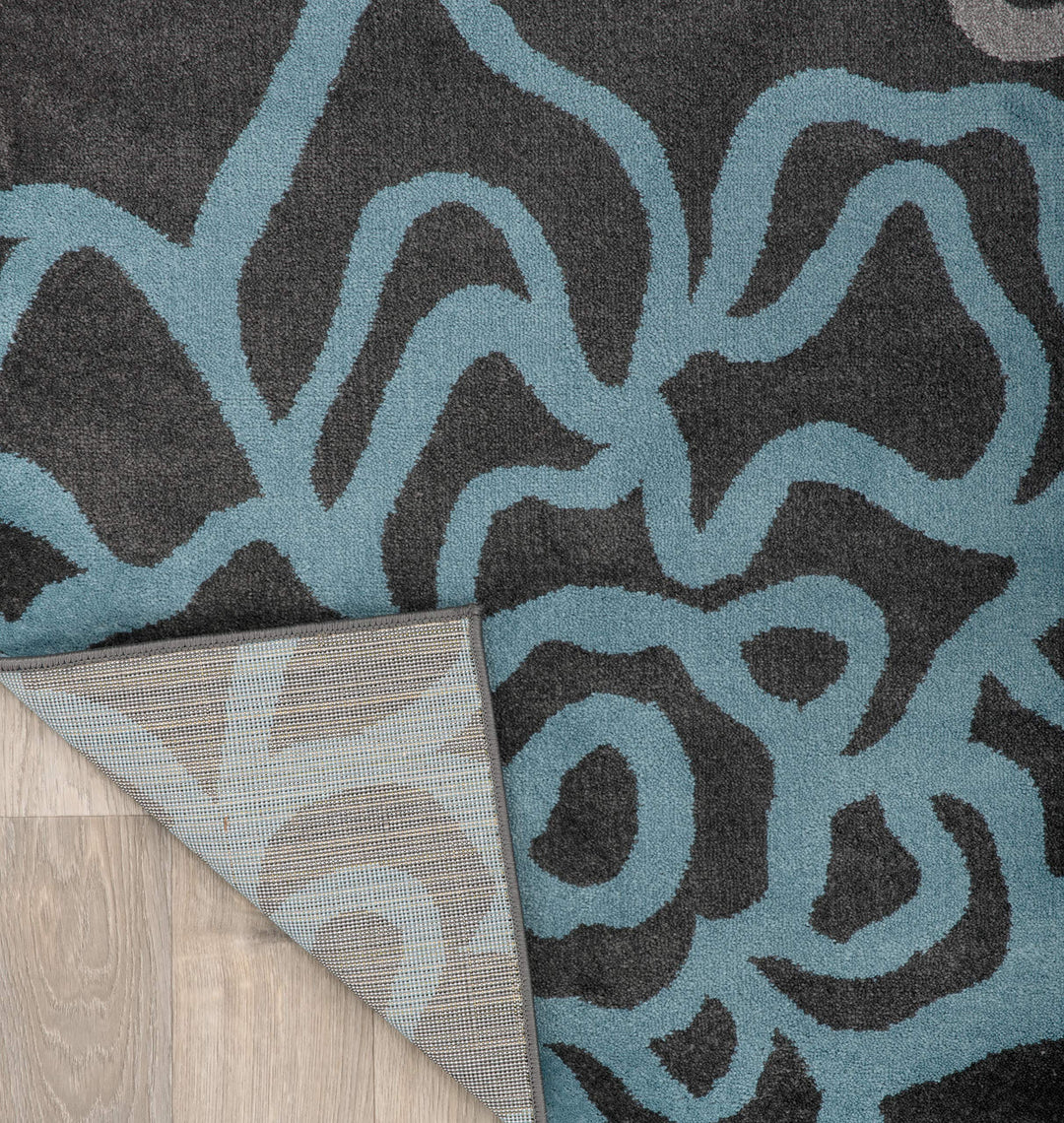 Rugshop Contemporary Modern Floral Abstract Flowers Easy Maintenance for Home 2' x 7'2" Runner - Dark Grey - Diamond Home USA