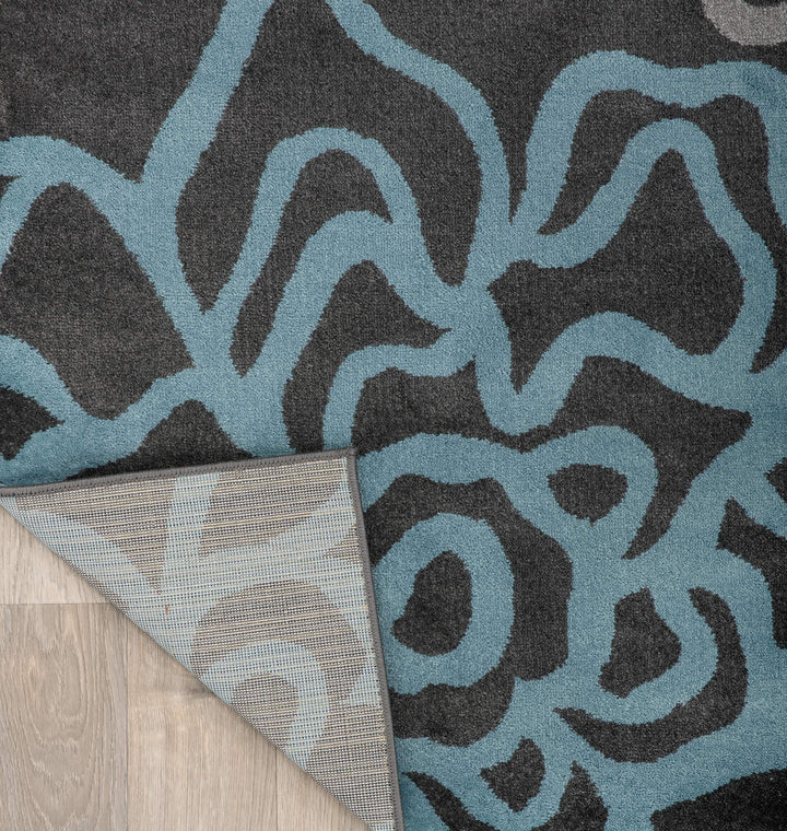 Rugshop Contemporary Modern Floral Abstract Flowers Easy Maintenance for Home 2' x 7'2" Runner - Dark Grey - Diamond Home USA