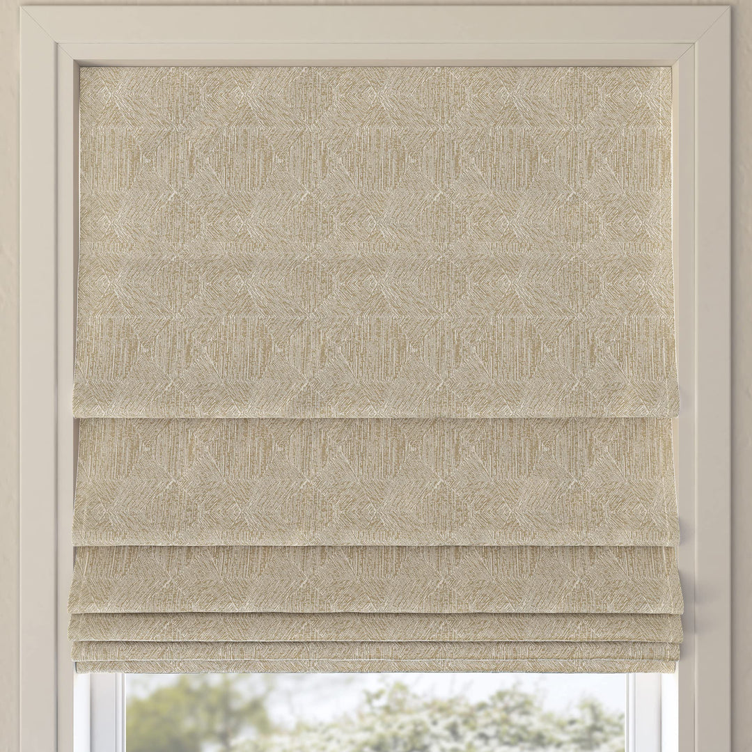 Sun Zero Tompkins Tonal Geometric Total Blackout Cordless Roman Shade 39" x 39 x 64 - Beige